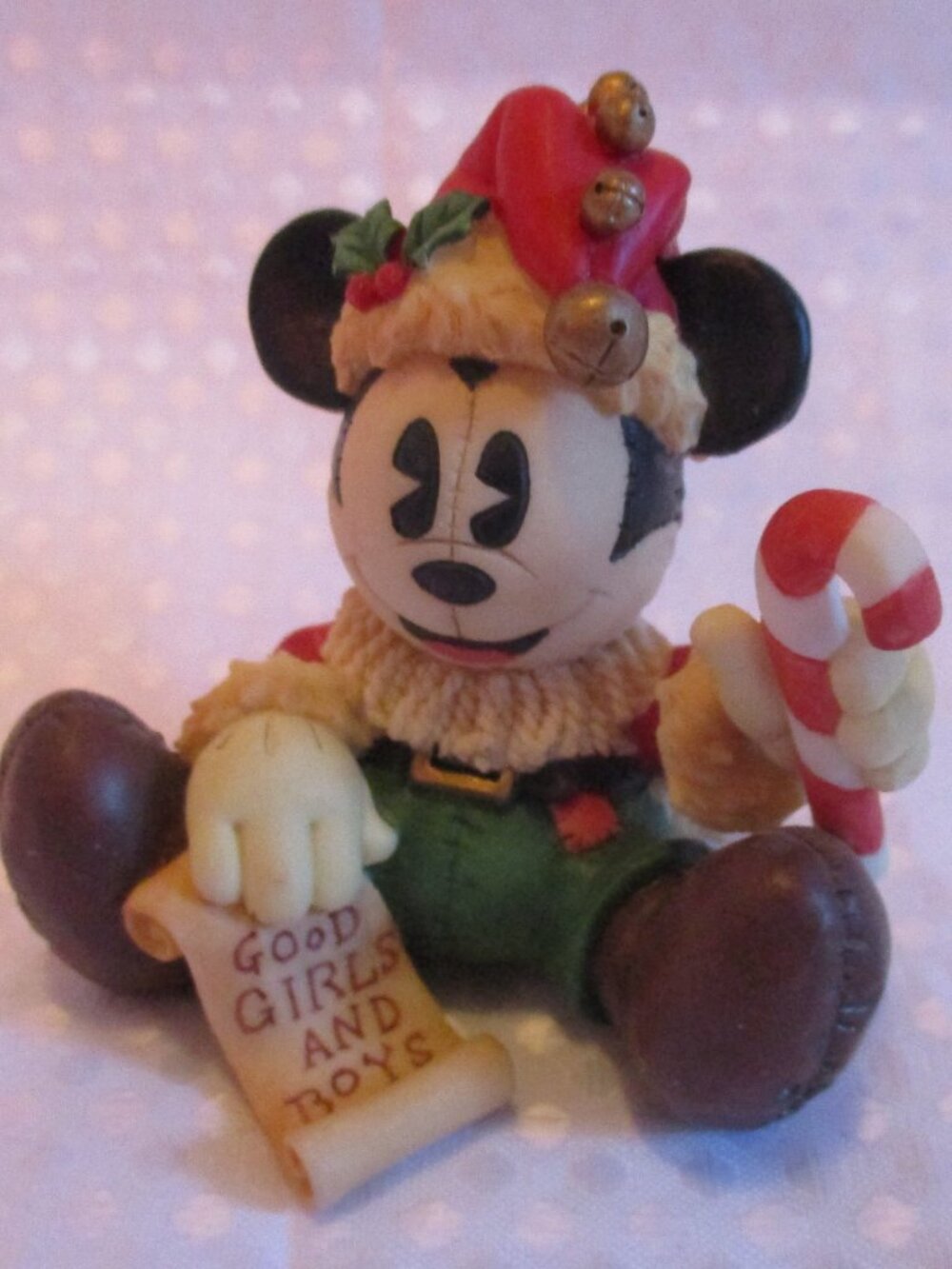 Vintage NWT 1990's Enesco Corp. & Disney Mickey As Rag Doll Santa Figurine 3.5"